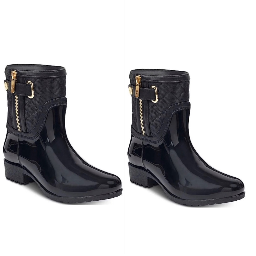TOMMY HILFIGER Women's “Francie” Rain Boots Black SIZE 7 good condition - Picture 5 of 6
